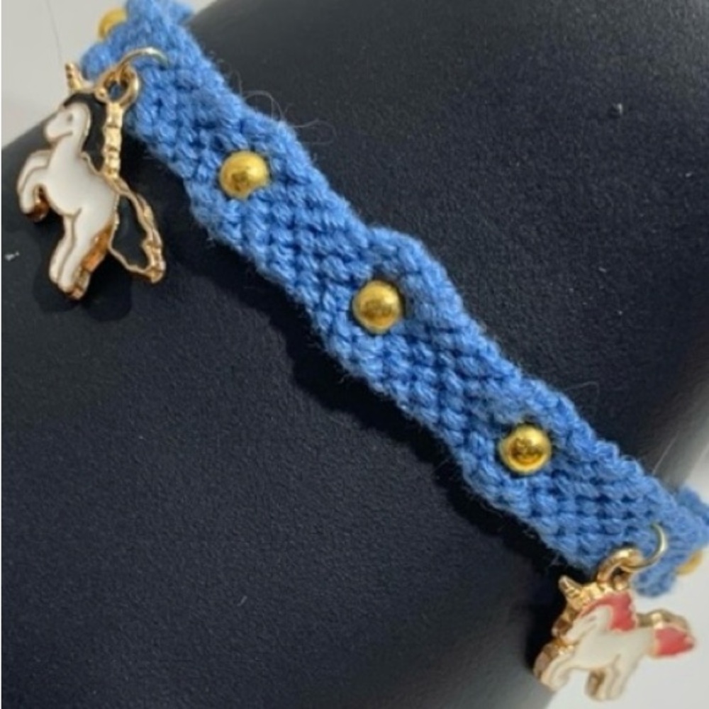 Hand crafted beaded with unicorn charms macrame bracelet
